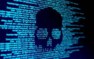 Cybercrime - skull over code