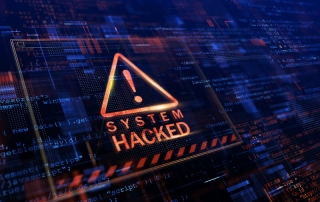 warning icon reading "system hacked"