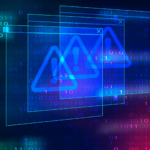 LockBit ransomware recovery. The image shows a digital graphic with a dark background, featuring layers of translucent blue and green warning symbols (triangles with exclamation marks). These symbols appear to overlap with each other, suggesting multiple alerts or warnings. Behind the warning icons, there are binary code sequences (ones and zeros) scattered across the image, giving it a techy, cybersecurity-related vibe. The colors range from shades of blue to red, adding to the impression of a data or security breach alert.